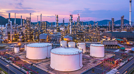 Tank farm and refinery